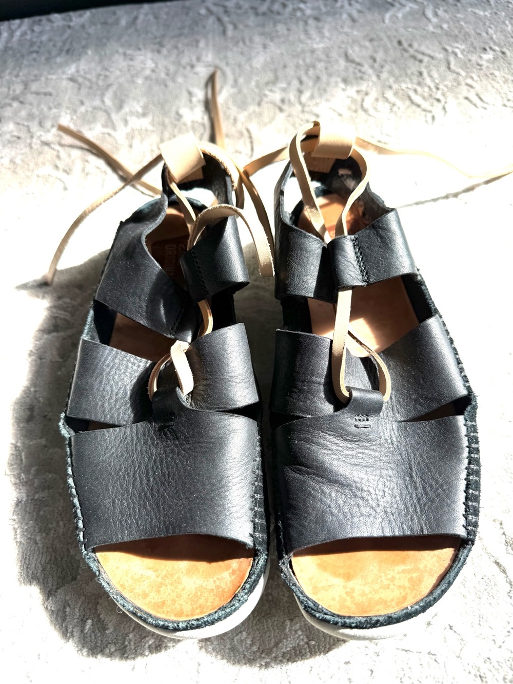 Clarks Black Leather Lace-Up Women’s Sandals
